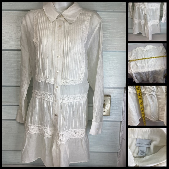 Soft Surroundings Sheer White Lace Blouse. 31 - Picture 4 of 4